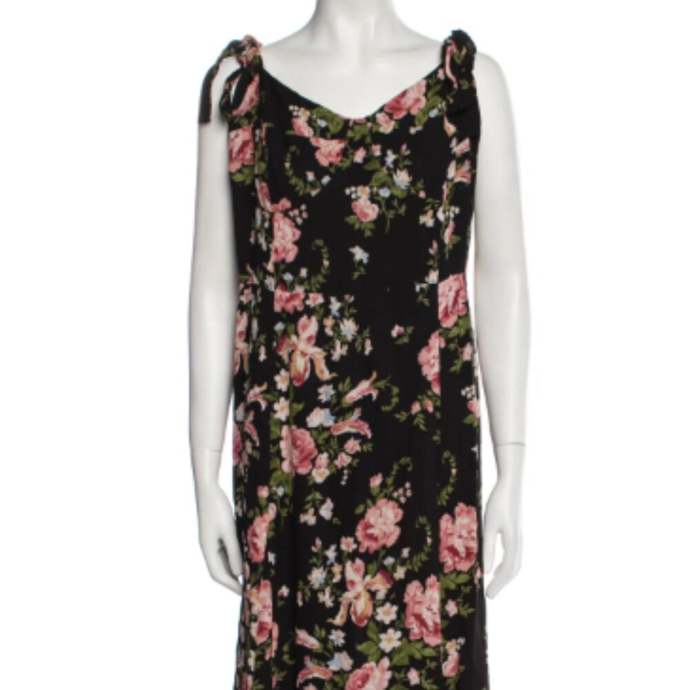 Reformation Black and Pink Floral Dress 14